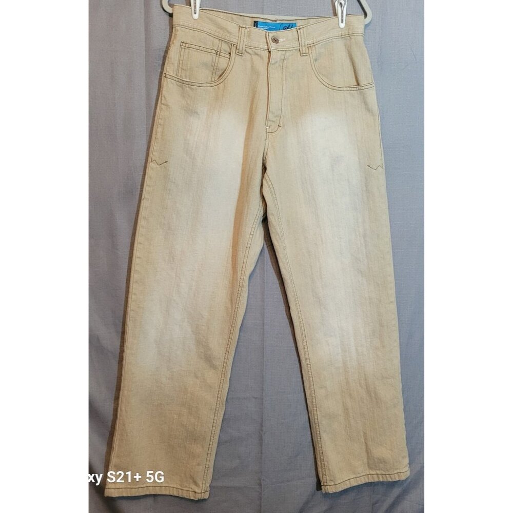 Vintage Y2K Wckd Lgt Brown Baggy Wide Leg Jeans Mens 32x30 Grunge Skater Cyber